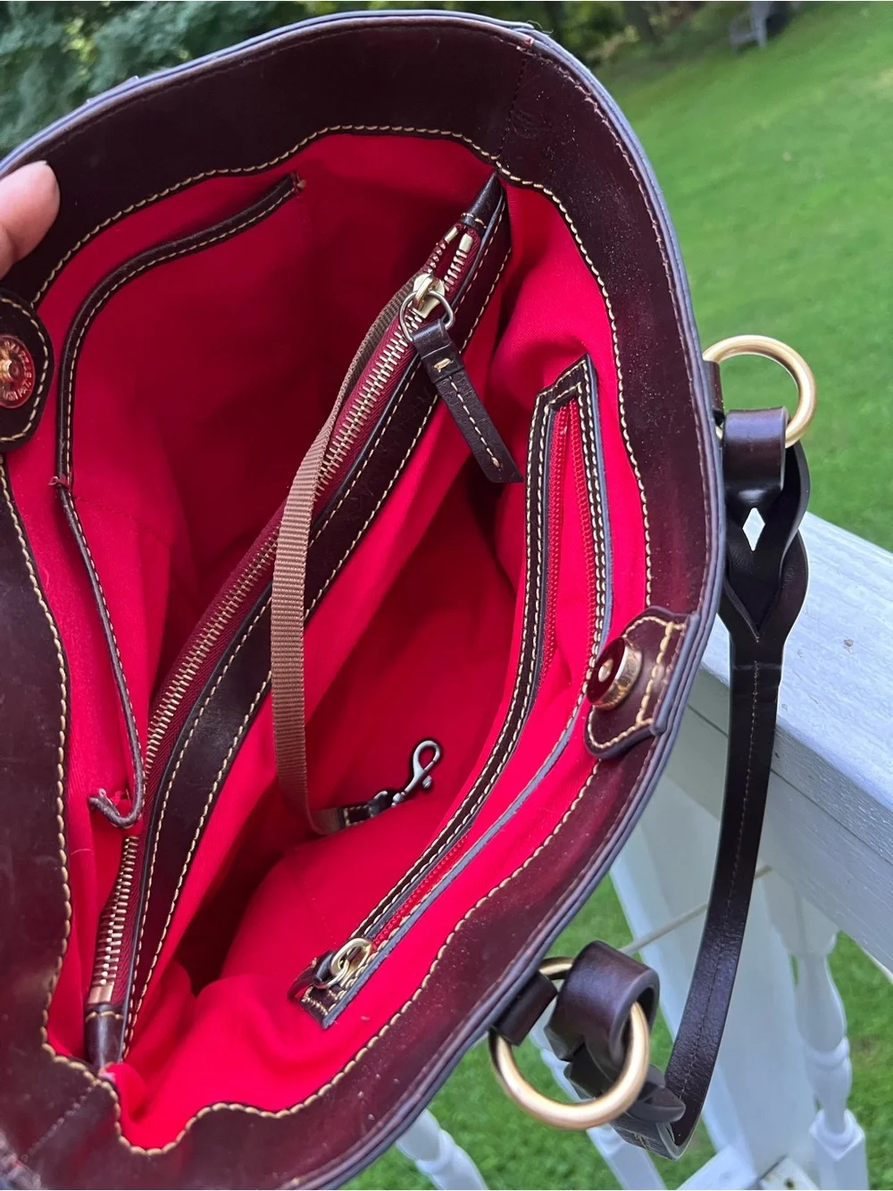 DOONEY AND BOURKE BLACK FLORENTINE LEATHER SMALL GRETCHEN TOTE BAG,